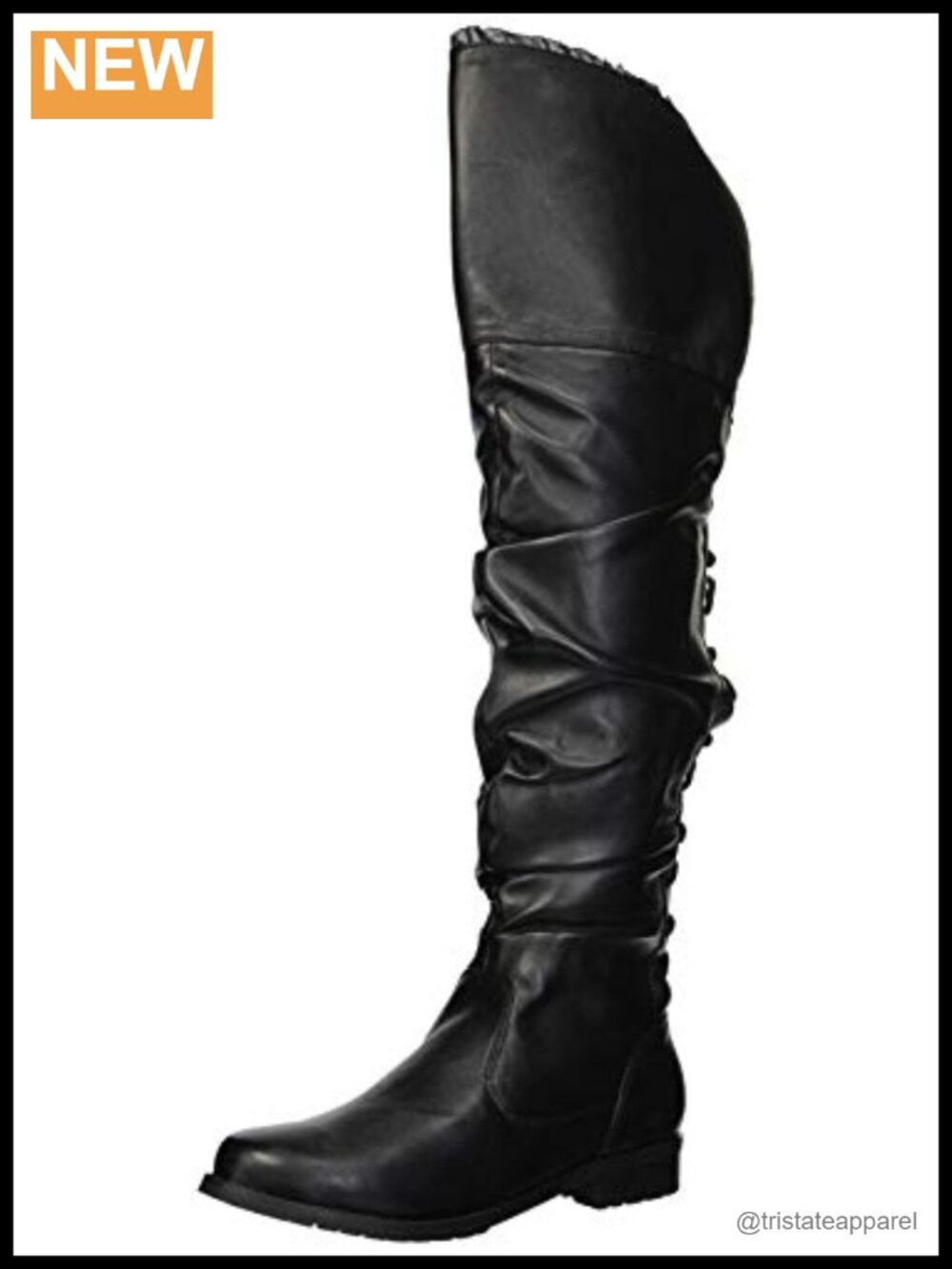 Over the Knee Leather Boots Round Toe Zip Closure